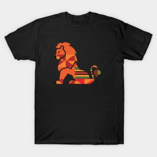 Lion Animal with African Kente Pattern T-Shirt